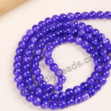 Bead,glass,solid blue color,10mm round,sold per pkg of 10 strands