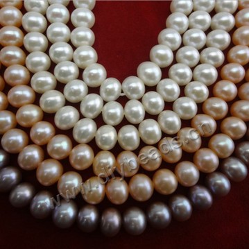 Pearl, cultured freshwater,white pink purple,7-8mm potato, AAA grade. Sold per bag of one strand