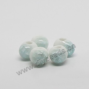Bead , Crystalline Glaze porcelain,light green, 8mm round. Sold per pkg of 100 beads. 