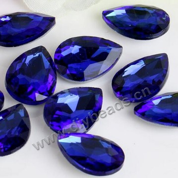 Beads,glass beads, faceted glass beads,Rhinestone teardrop point bottom tip silver plated sky blue 6*8mm
