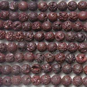 Bead, red lava rock (natural), 12mm round. Sold per 16-inch strand.