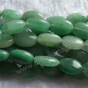 Bead, green aventurine (natural),13x16mm puffed oval. Sold per 15-inch strand