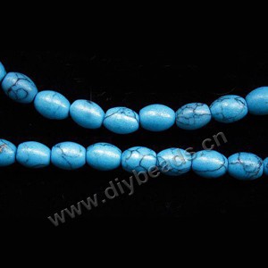 Bead, turquoise (imitation), 8x6mm oval. Sold per 15-inch strand,approximately  60ps.