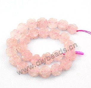 Bead, rose quartz (natural), 14mm carved rose, B grade, Mohs hardness 7. Sold per 15-inch strand