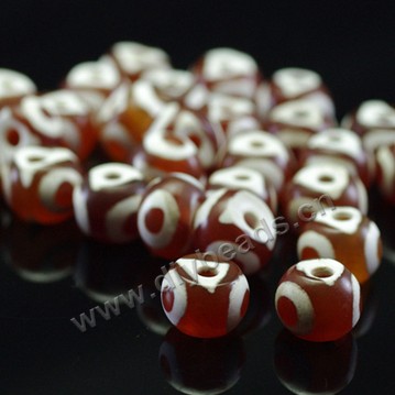 Bead,three eyes agate,red color,7*10mm rondelle. Sold per pkg of 100 pcs