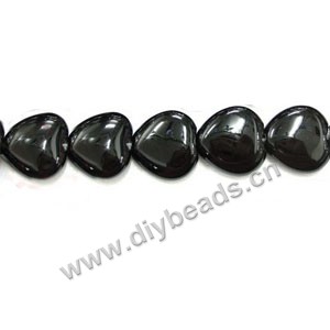 Bead, black agate (dyed),20mm puffed heart. Sold per 16-inch strand.