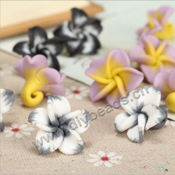 Bead, polymer clay,mixed color,18x12mm flower. Sold per pkg of 5.