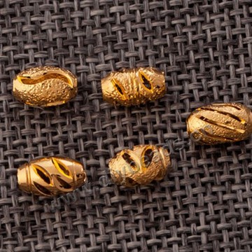 Bead,24k gold plated,copper,oval,5x8mm with 2.2mm hole,Sold per pkg of 30 pieces.