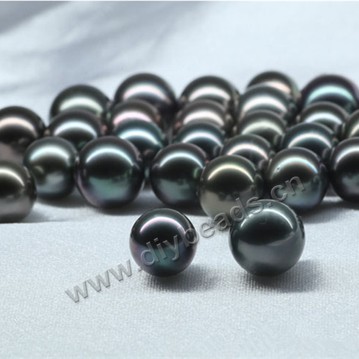 Pearl, Tahitian saltwater pearl(natural), black, 9-10mm round,loose beads, Sold per package of 1pcs
