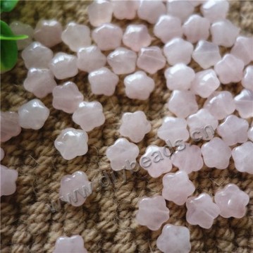 Bead,rose quartz,10mm flower design.Sold per pkg 50pcs