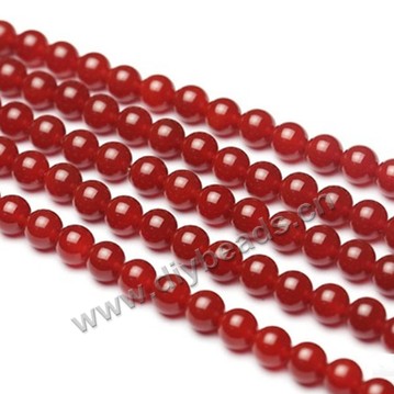 Bead,agate,red color,smooth 4mm round, Sold per one strand.