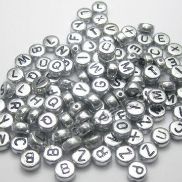 7mm flat round acylic plastic single letter alphabet beads