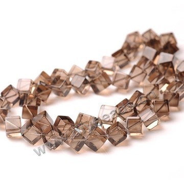 Bead, smoky quartz (heated/irradiated),light to medium, 8x8mm dice. Sold per 16-inch strand