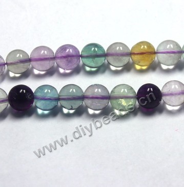 Bead, rainbow fluorite (natural), 10mm round, AA grade, Mohs hardness 4. Sold per 16-inch strand
