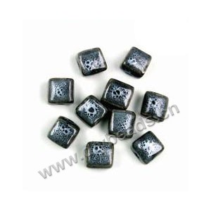 Bead, porcelain, grey, 10x10mm cube. Sold per pkg of 30.