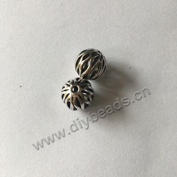 10mm charm findings Tibetan silver  alloy hollow beads