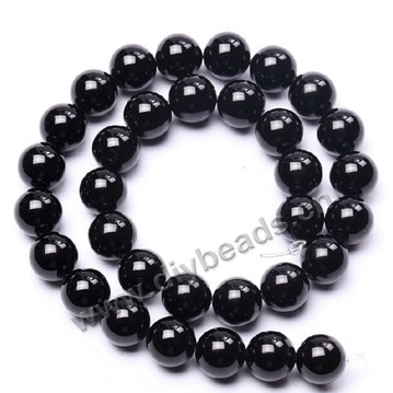 Bead, black obsidian (natural), 12mm round, A grade. Sold per 16-inch strand
