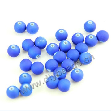 Bead, acrylic, fluorescent blue, 8mm round. Sold per pkg of 400ps