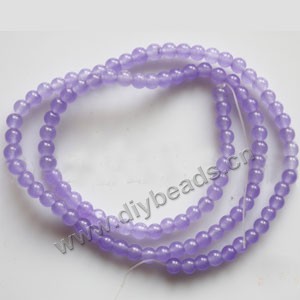 Bead, light purple "jade" (dyed), 4mm round. Sold per 15-inch strand