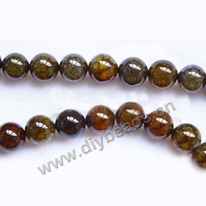 Bead, dragon veins agate (dyed / heated), 8mm round. Sold per 15-inch strand.
