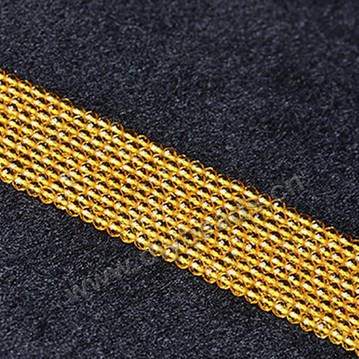 Bead, Citrine  natural, 3 mm facted round, Sold per 16-inch strand