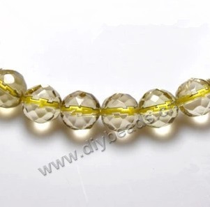 Bead, Citrine (Dyed), 6mm 64facted round, Sold per 15-inch strand
