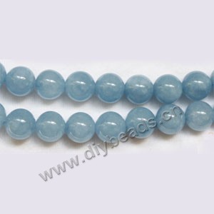 Bead, blue aquamarine (heated), 8mm round. Sold per 15-inch strand