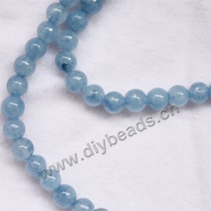 Bead, blue aquamarine (heated), 4mm round. Sold per 15-inch strand
