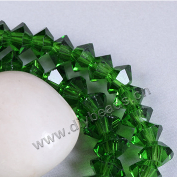 beads,AAA grade glass,4*6mm bicone, green, sold per package of 1 stand