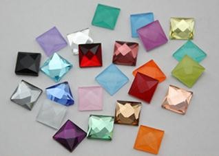 Glass Beads, Crystal, mixed colors, 6*6mm square, sold per bag of 100 pcs.