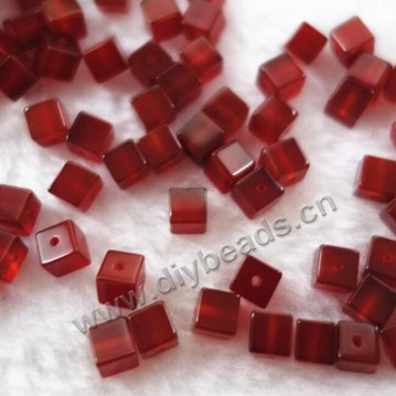 Bead,red agate,6x6mm,cube,Sold per pkg 50pcs