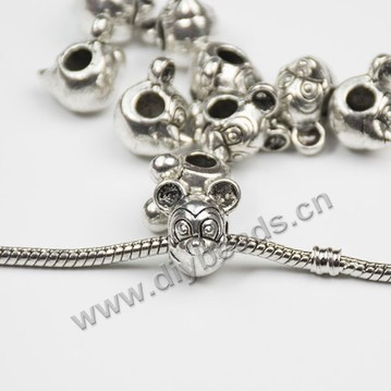 Bead,big-hole bead,alloy,ancient silver mouse,Sold per pkg of 10ps
