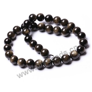 Bead, golden sheen obsidian (natural), 6mm round, A grades. Sold per 16-inch strand.