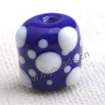 Bead,Japan lampworked glass,blue round tube, 15X15mm round.mini order 100pc 