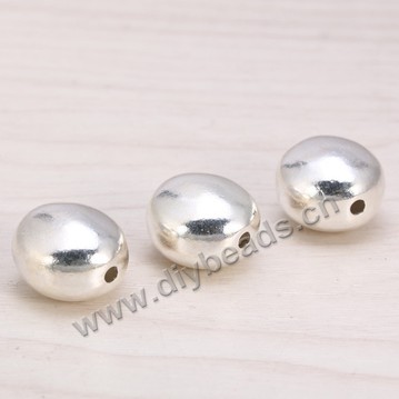Bead, 925 Thai silver, flat oval, 17mm, 2mm hole, Sold per pkg of 1 bag-2 pieces.
