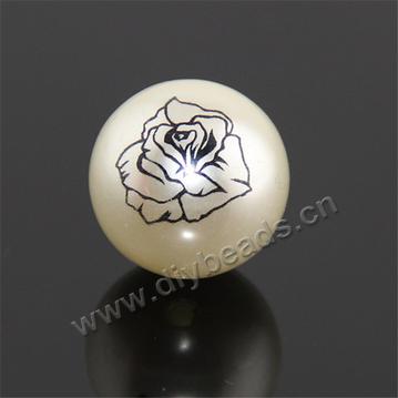 22mm round printing white color acrylic loose pearls beads