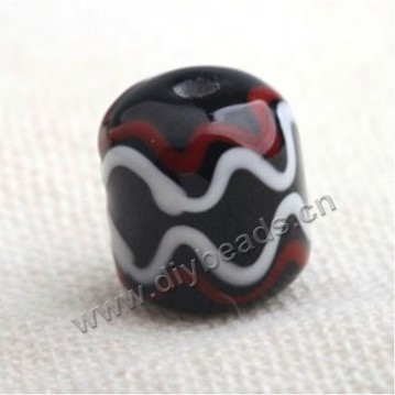 Bead,Japan lampworked glass,black, 15X15mm round tube.mini order 100pc 