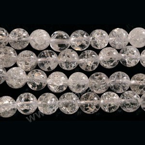 Bead, ice flake quartz (heated), 6mm round. Sold per 15-inch strand