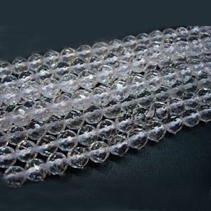 Bead,clear quartz crystal (natural), 6mm 128faceted round. Sold per 15-inch strand