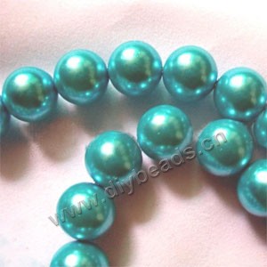 Bead, glass pearl,turquoise blue, 18mm round. Sold per pkg of two 16-inch strands.