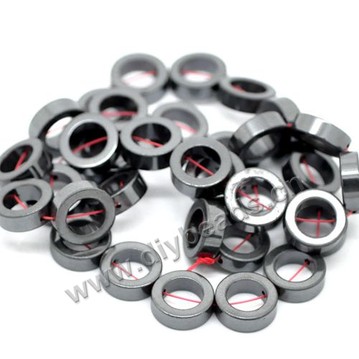 hematite Bead,black,12mm circular ring. Sold per 5strands