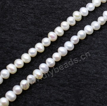 Pearl, cultured freshwater,white,5-6mm potato shape. Sold per pkg of 1 bag-(2 strands)