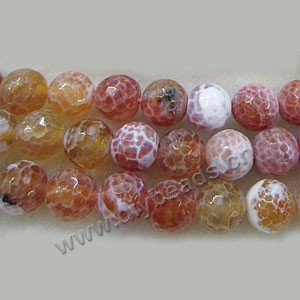 Bead, red fire crackle agate (D/H), 12mm faceted round. Sold per 16-inch strand.