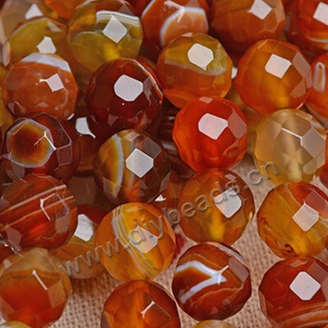 Beads,Round Brilliant Cut Gemstone Shape, 12mm orange agate,loose agate beads 