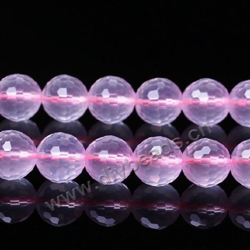 Bead, rose quartz (natural), 8mm 128faceted round, B grade, Mohs hardness 7. Sold per 15-inch strand