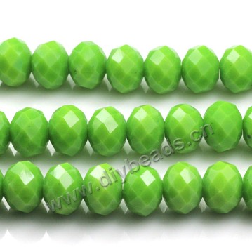Bead, glass, green, 4*6mm faceted rondelle, sold by 1 bag-10 strands.