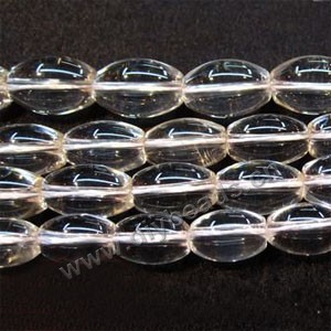 Bead, clear quartz crystal (natural), 12x16mm  oval. Sold per 16-inch strand