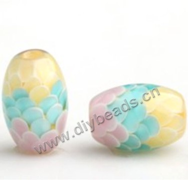 Bead,lampworked glass,mixed colors, 15*10mm oval with fish scale design. Sold per pkg of 5.