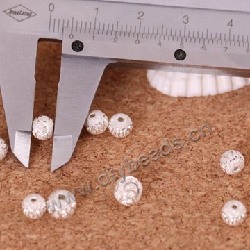 frosted Bead,990 silver,5mm with 0.8mm hole,round,Sold per pkg of 50 pieces.