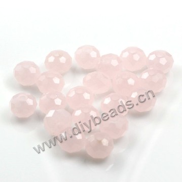 Bead, glass, pink, 6*8mm faceted rondelle, sold per pkg 5 strands-(72ps/strand).